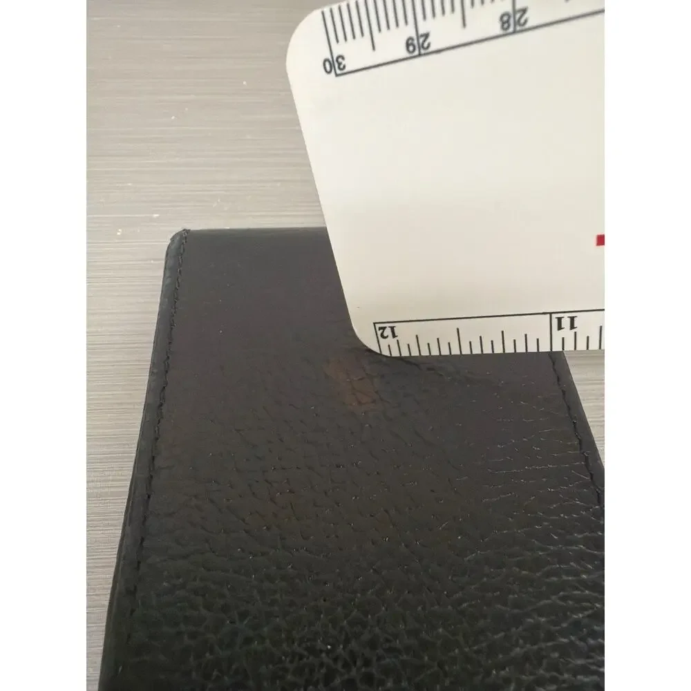 Coach Black Pebbled Leather Business Card Holder Snap Closure Case